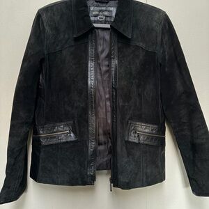 BONGO Black Suede Jacket with Leather Trim